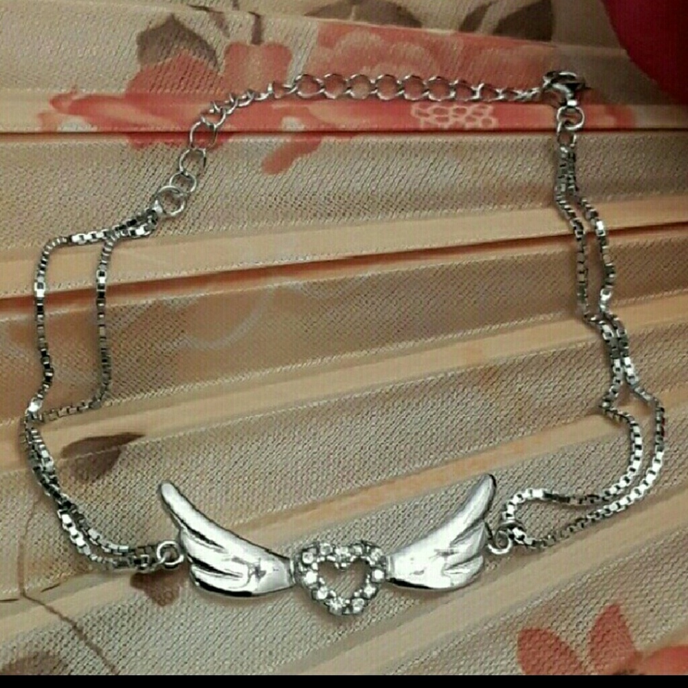 A1 NEW Diamond Sterling Angel Wing Bracelet - Picture 2 of 7